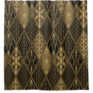 Art Deco Black Gold Elegance Shower Curtain