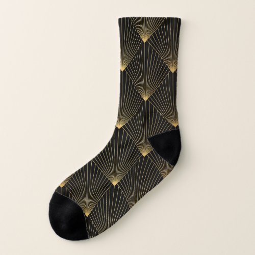 Art Deco Black Gold Elegance Socks