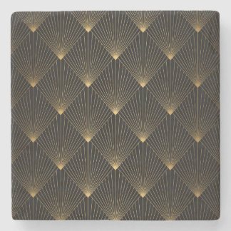 Art Deco: Black Gold Elegance. Stone Coaster