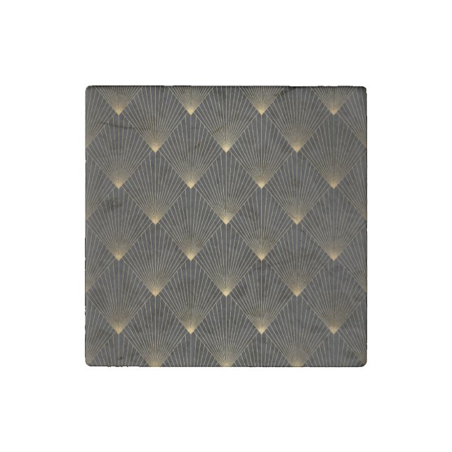Art Deco: Black Gold Elegance. Stone Magnet (Front)