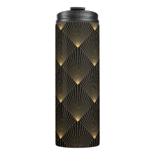 Art Deco Black Gold Elegance Thermal Tumbler