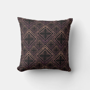 Art Deco Black-Gold Elegance Throw Pillow