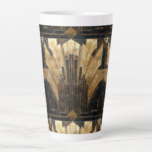 Art Deco Black Gold Elegant Retro Pattern  Latte Mug