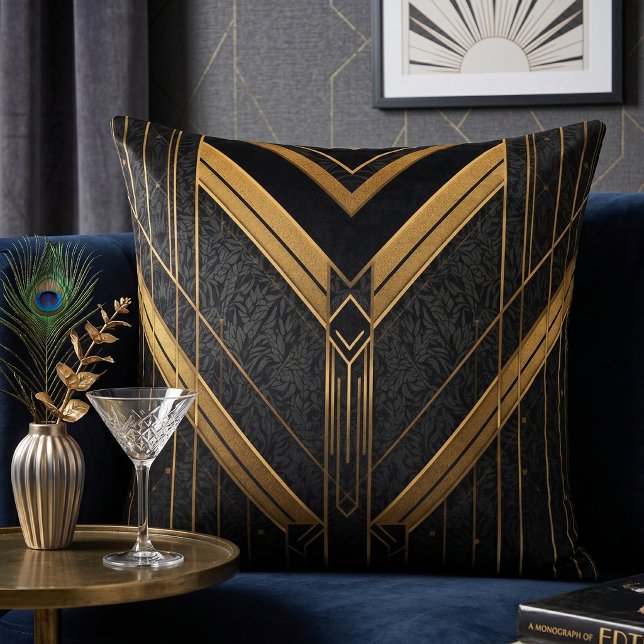 Art Deco Black & Gold Gatsby Throw Pillow (Creator Uploaded)