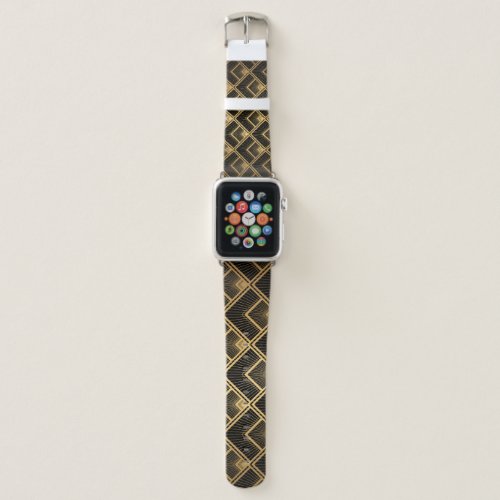 Art Deco Black Gold Geometric Apple Watch Band