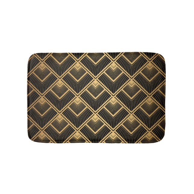 Art Deco Black Gold: Geometric Bath Mat (Front)