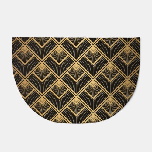 Art Deco Black Gold Geometric Doormat