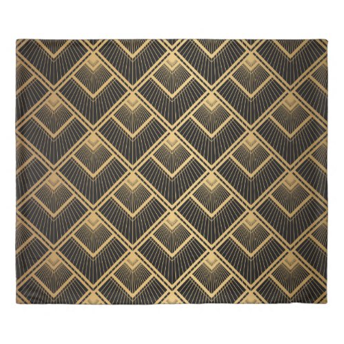 Art Deco Black Gold Geometric Duvet Cover