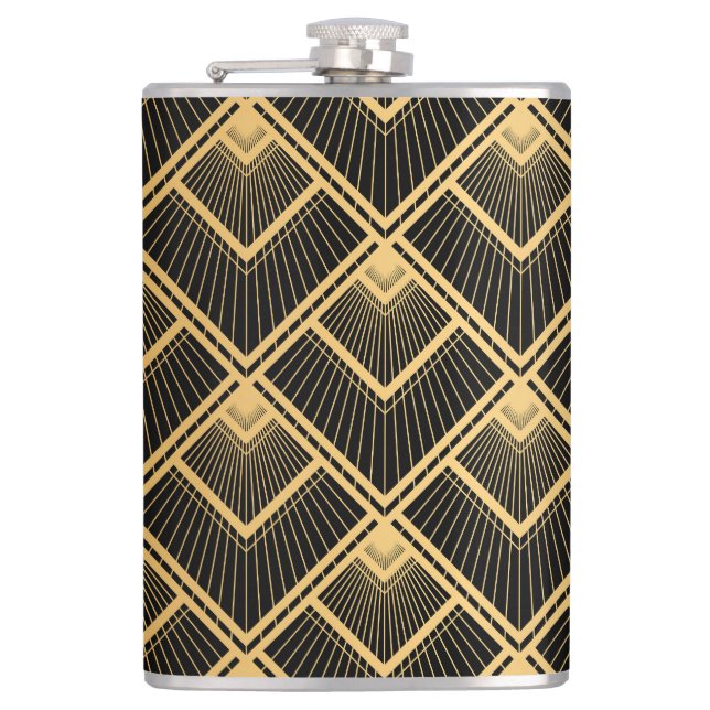 Art Deco Black Gold: Geometric Flask (Front)