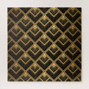 Art Deco Black Gold: Geometric Jigsaw Puzzle