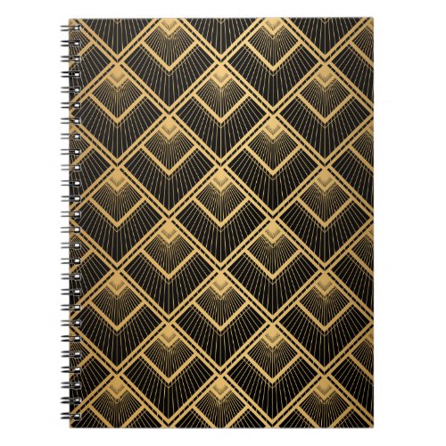 Art Deco Black Gold Geometric Notebook