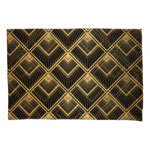 Art Deco Black Gold Geometric Pillow Case