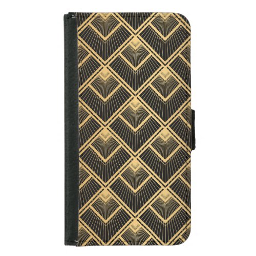 Art Deco Black Gold Geometric Samsung Galaxy S5 Wallet Case