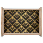 Art Deco Black Gold: Geometric Serving Tray