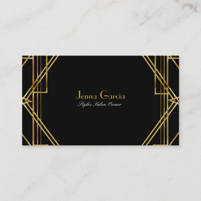 Art Deco Black & Gold Glamour Chic Business Card (Front)