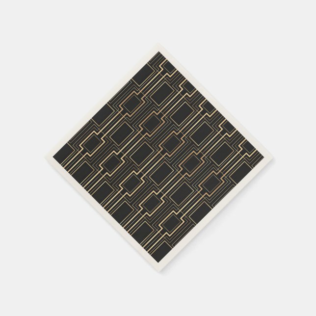 Art Deco Black Gold Napkins (Corner)