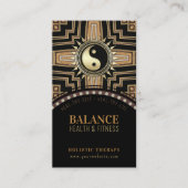 Art Deco Black Gold New Age Gold Glam Yin Yang  Business Card (Front)