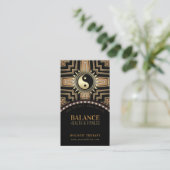 Art Deco Black Gold New Age Gold Glam Yin Yang  Business Card (Standing Front)