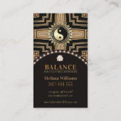 Art Deco Black Gold New Age Gold Glam Yin Yang  Business Card (Back)