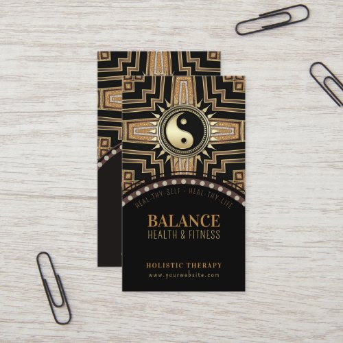 Art Deco Black Gold New Age Gold Glam Yin Yang  Business Card