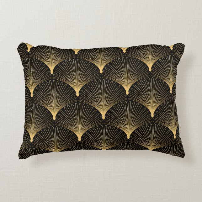 Art Deco: black gold pattern. Accent Pillow (Front)