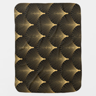 Art Deco: black gold pattern. Baby Blanket