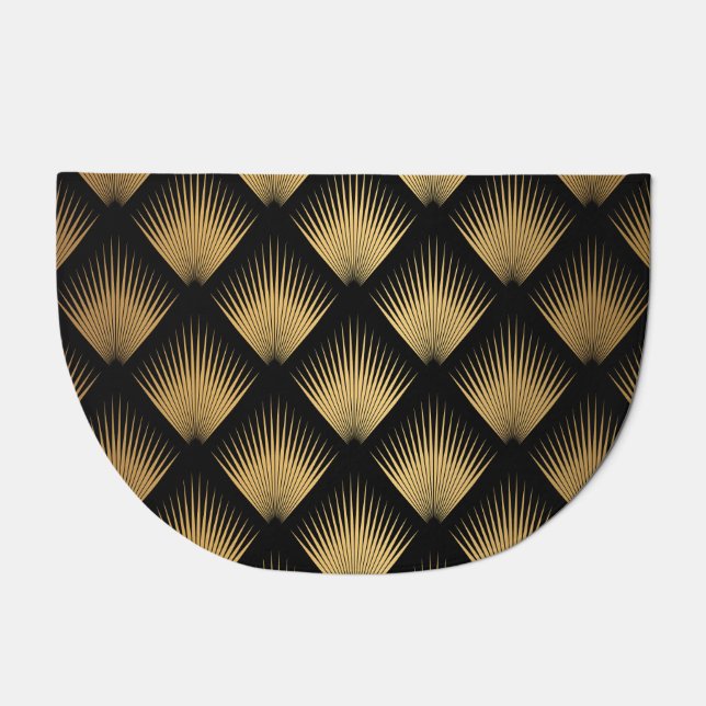 Art Deco, black gold pattern. Doormat (Front)