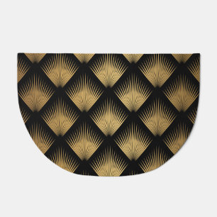Art Deco, black gold pattern. Doormat