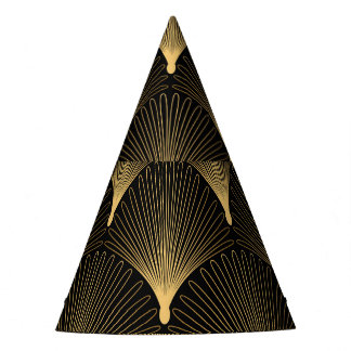 Art Deco: black gold pattern. Party Hat