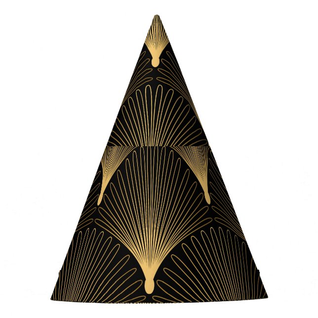 Art Deco: black gold pattern. Party Hat (Front)