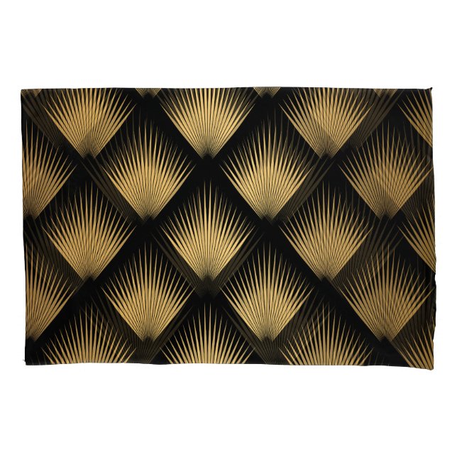 Art Deco, black gold pattern. Pillow Case (Front)