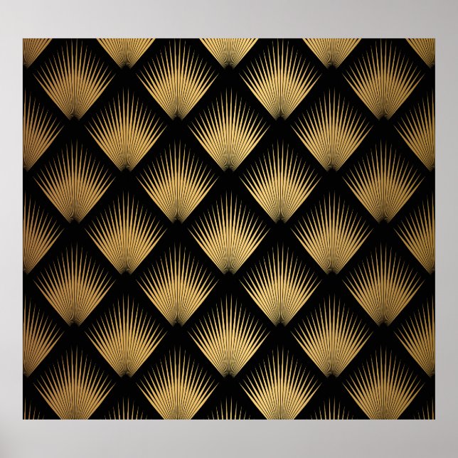 Art Deco, black gold pattern. Poster (Front)