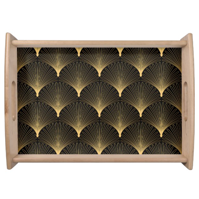 Art Deco: black gold pattern. Serving Tray (Front)