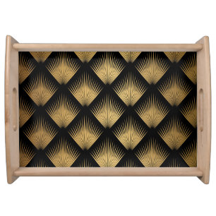 Art Deco, black gold pattern. Serving Tray