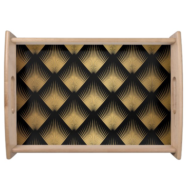Art Deco, black gold pattern. Serving Tray (Front)
