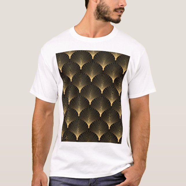 Art Deco: black gold pattern. T-Shirt (Front)