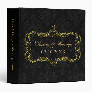 Art Deco Black Gold Photo Wedding Planner Binder