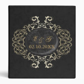 Art Deco Black Gold Photo Wedding Planner Binder (Front)