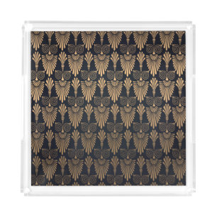 Art Deco Black Gold: Retro. Acrylic Tray
