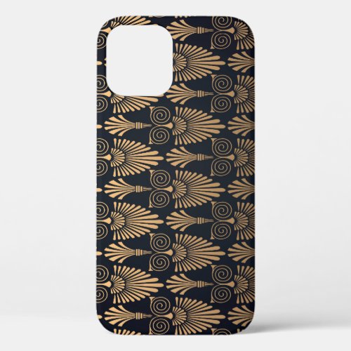 Art Deco Black Gold Retro iPhone 12 Case