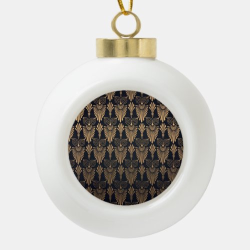 Art Deco Black Gold Retro Ceramic Ball Christmas Ornament
