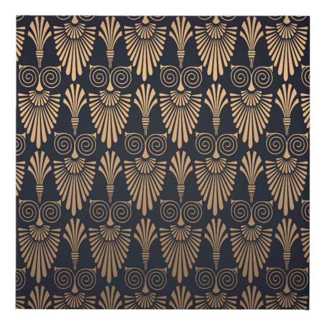 Art Deco Black Gold: Retro. Faux Canvas Print (Front)