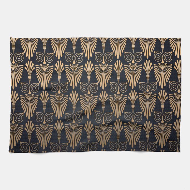 Art Deco Black Gold: Retro. Kitchen Towel (Horizontal)