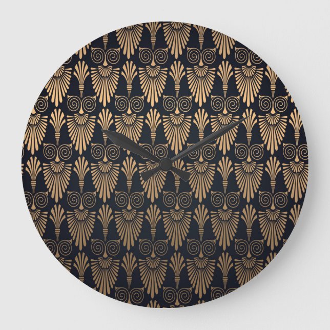 Art Deco Black Gold: Retro. Large Clock (Front)