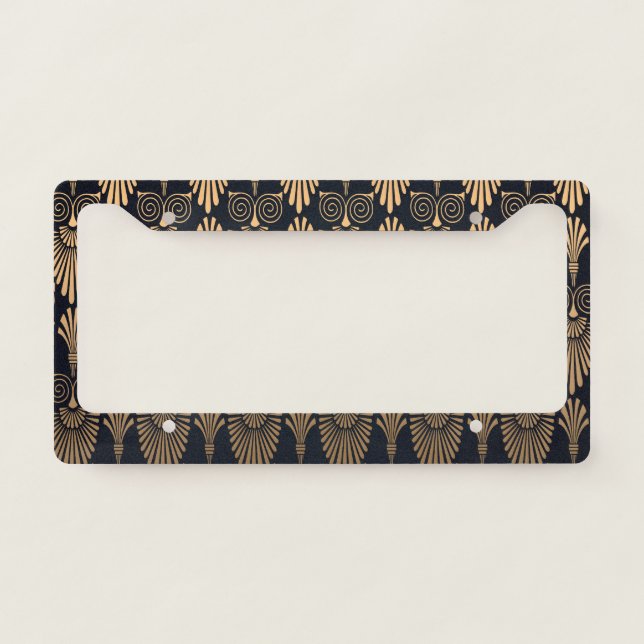 Art Deco Black Gold: Retro. License Plate Frame (Front)