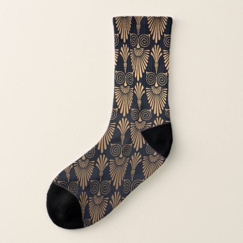 Art Deco Black Gold Retro Socks