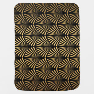 Art Deco: Black Gold Scales. Baby Blanket