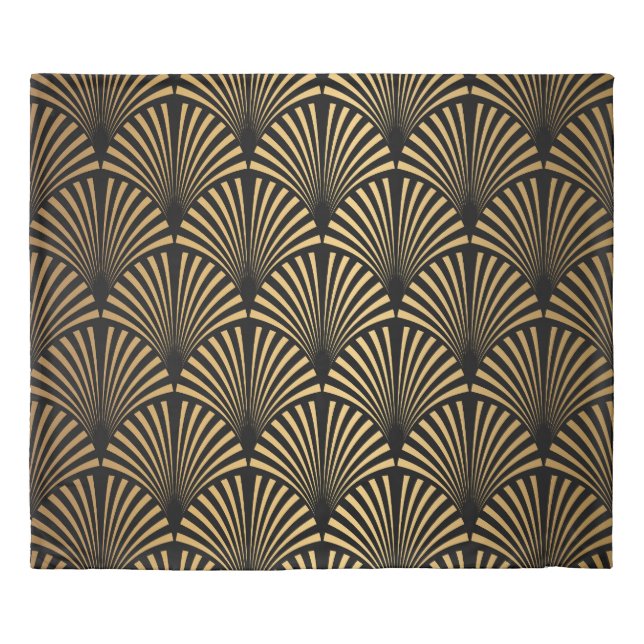 Art Deco: Black Gold Scales. Duvet Cover (Front)