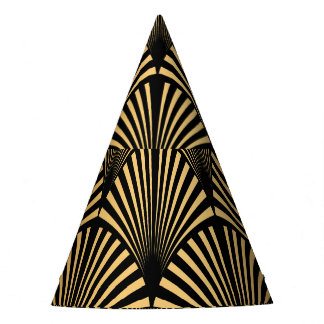 Art Deco: Black Gold Scales. Party Hat