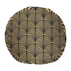 Art Deco: Black Gold Scales. Pouf
